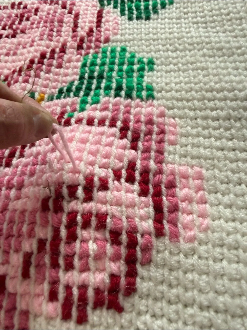 Vintage Crochet Granny Cross Easter Afghan Retro Roses Cross Stitch Blanket
